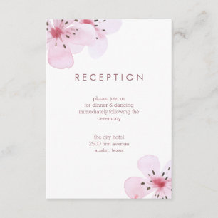 Chic Cherry Blossoms Wedding Reception Enclosure Card