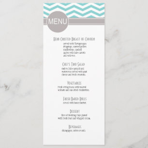 Chic Chevron Dinner Menu teal