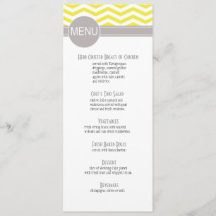 Chic Chevron Dinner Menu   yellow