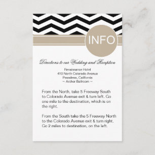 Chic Chevron Info Wedding Directions black Enclosure Card