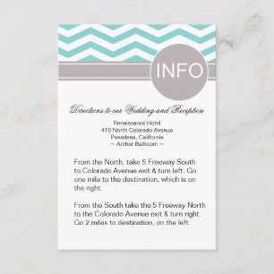 Chic Chevron Info Wedding Directions teal Enclosure Card