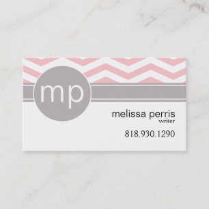 Chic Chevron Monogram pink Business Card