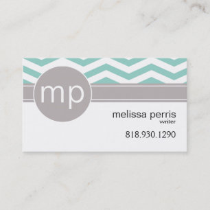Chic Chevron Monogram teal Business Card