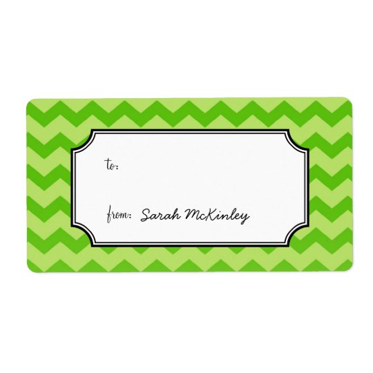 Chic chevron pattern green to from custom gift shipping label