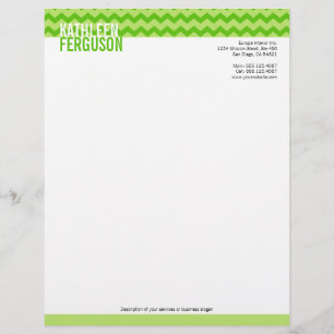 Chic chevron pattern mint green two tone stylish personalised letterhead