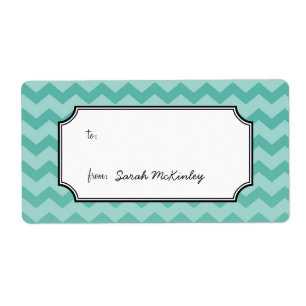 Chic chevron pattern teal to from custom gift tag