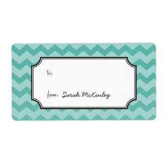 Chic chevron pattern teal to from custom gift tag