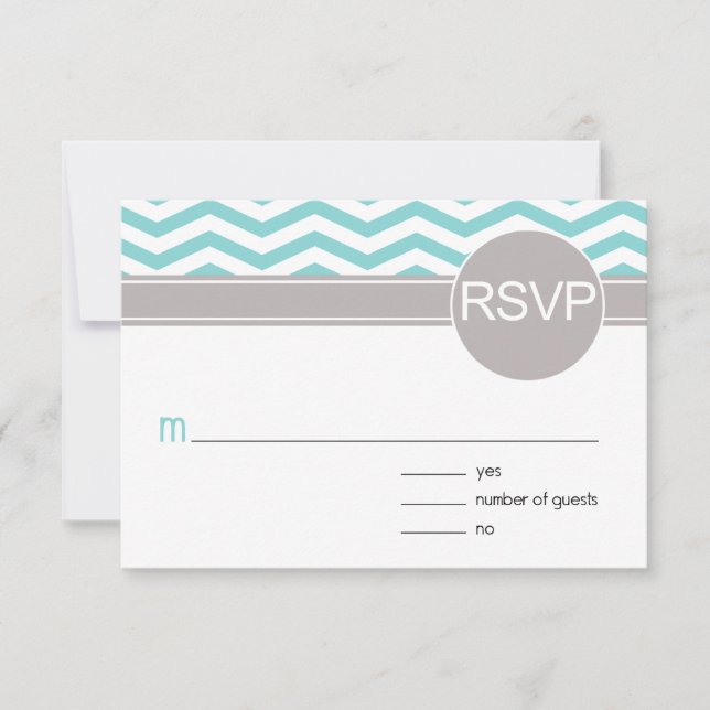 Chic Chevron RSVP | teal (Front)