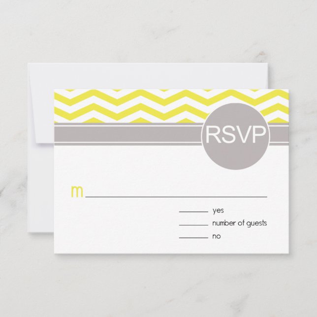 Chic Chevron RSVP | yellow Card (Front)