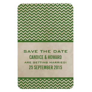Chic Chevron Save the Date Magnet, Green Magnet