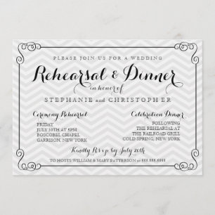 Chic Chevron Wedding Rehearsal & Dinner Invitation