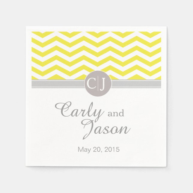 Chic Chevron | yellow grey white Napkin (Front)