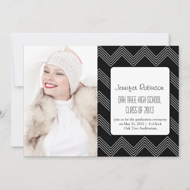 Chic Chevron Zigzag 2 Graduation Announcement (Front)