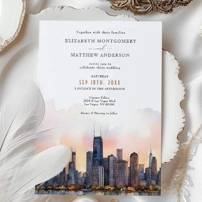 Chic Chicago, Illinois Wedding Invitation (Creator Uploaded)
