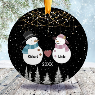 Chic Christmas anniversary engaged married couple  Ceramic Tree Decoration