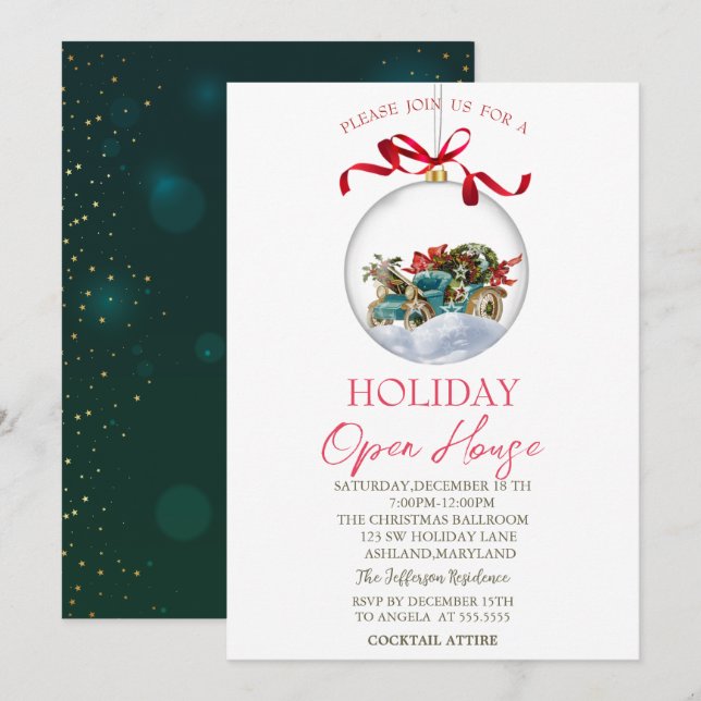 Chic Christmas Ball Holiday Open House  Invitation (Front/Back)
