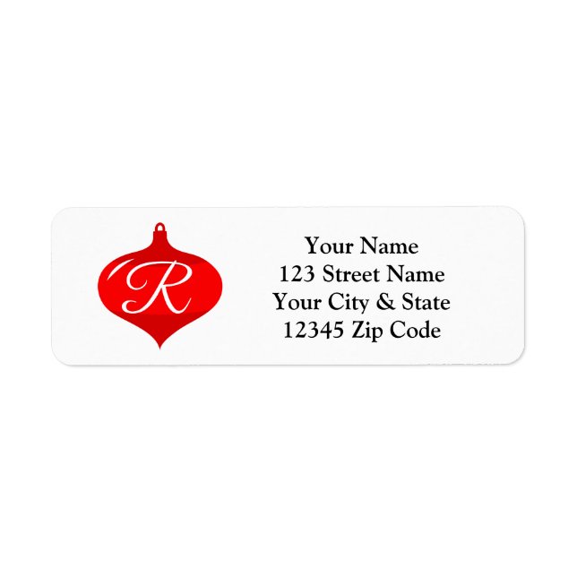 Chic Christmas ball monogram return address labels (Front)