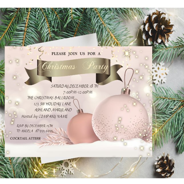 Chic Christmas Balls Company Christmas Party Invitation (Creator Uploaded)