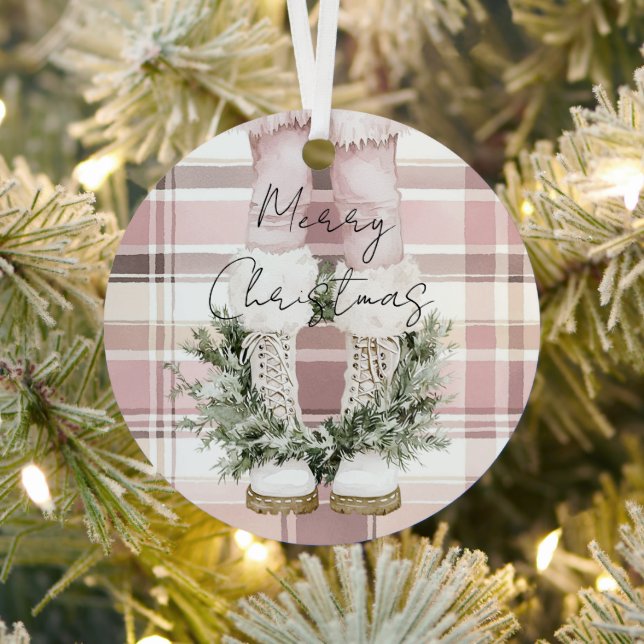 Chic Christmas Blush Pink Legs Boots Metal Tree Decoration (Insitu)