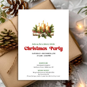 Chic Christmas Candles Pine Wreath Party Invite