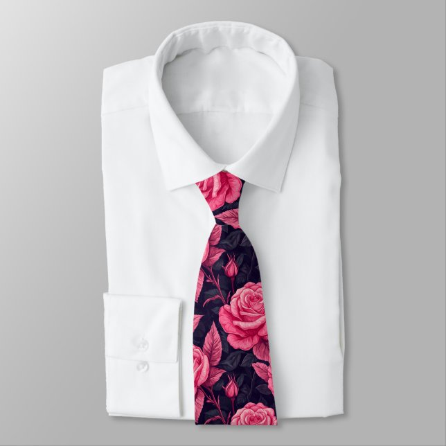 Chic Christmas Gift For Him Rose Flower Tie (Tied)