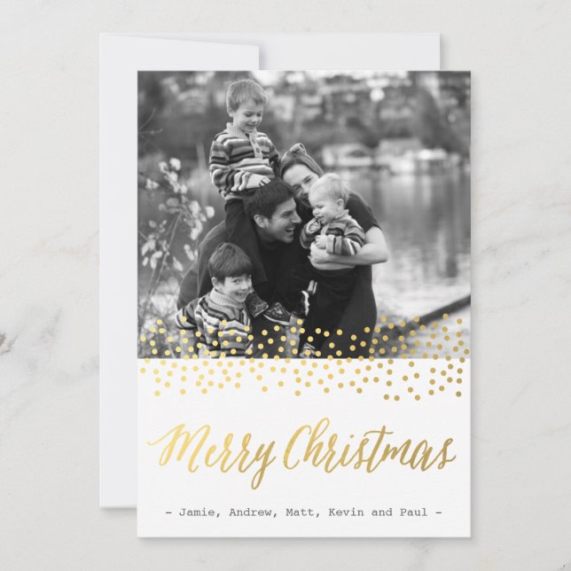 CHIC CHRISTMAS gold confetti photo cards (Front)