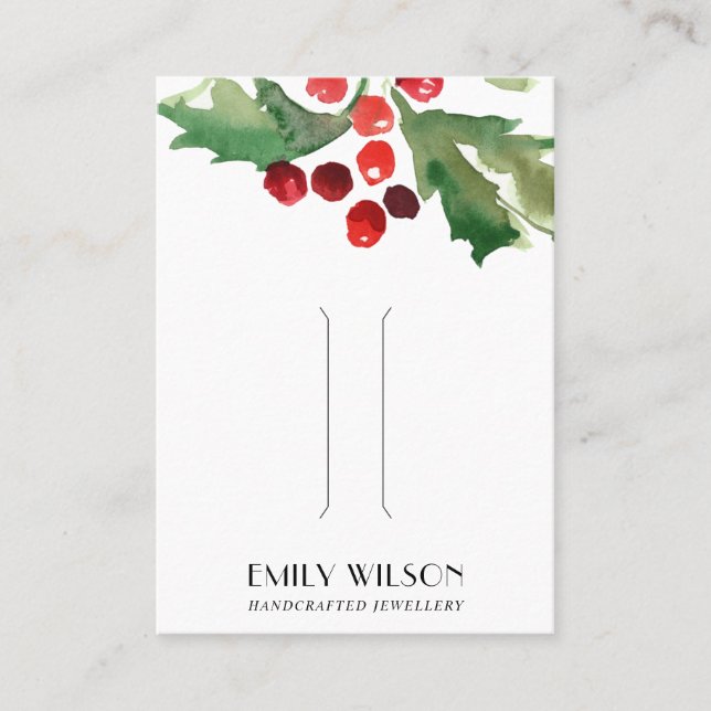 CHIC CHRISTMAS HOLLY BERRY HAIR CLIP DISPLAY CARD (Front)