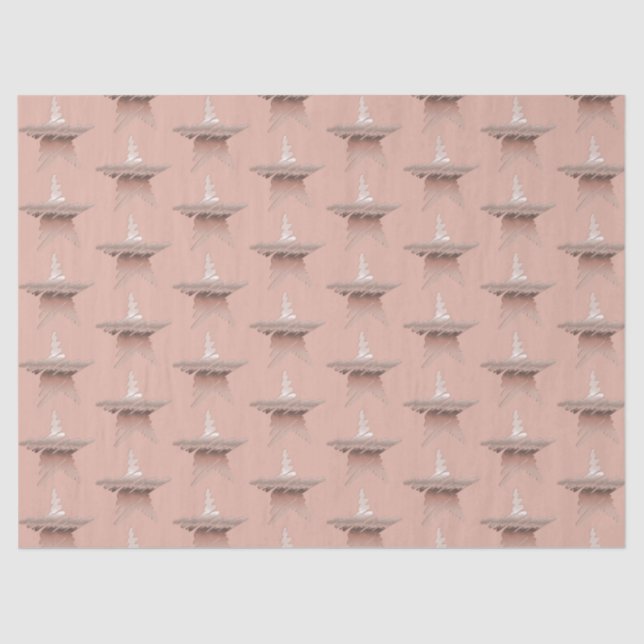 Chic Christmas metallic rose gold star chestnut Tissue Paper (Front)
