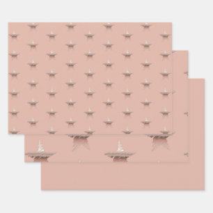 Chic Christmas metallic rose gold star chestnut Wrapping Paper Sheet