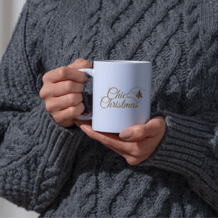 Chic Christmas Minimalist Santa Hat & Holly Desig Coffee Mug