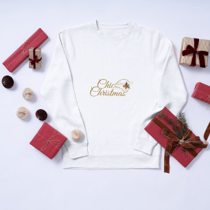 Chic Christmas Minimalist Santa Hat & Holly Desig Sweatshirt