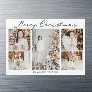 Chic Christmas Photo Collage 2025 Magnetic Card