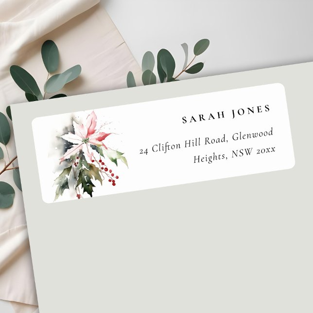 Chic Christmas Poinsettia Berries Foliage Address (Creator Uploaded)