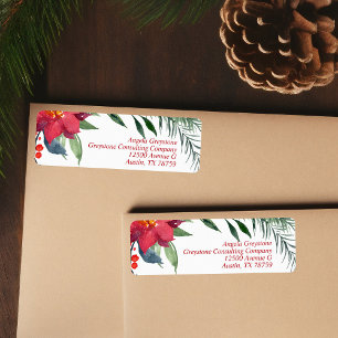 Chic Christmas Poinsettia Business Return Address