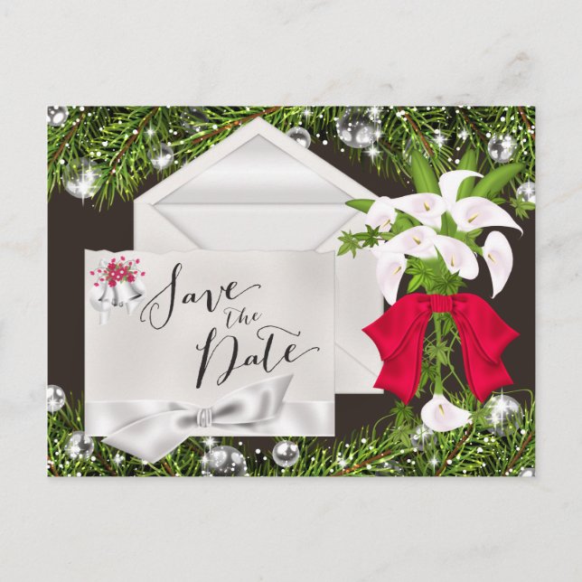 Chic Christmas Save the Date Announcement Postcard (Front)
