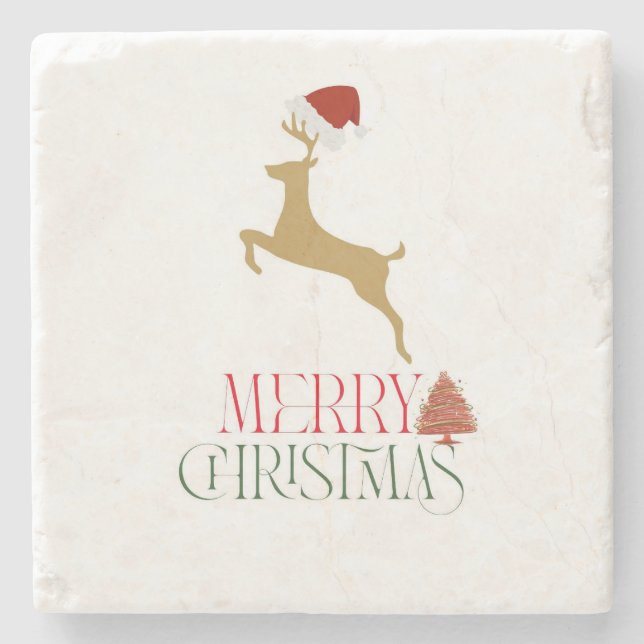 Chic Christmas scandinavian pattern  Stone Coaster (Front)