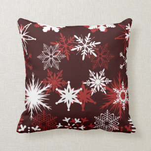 Chic Christmas snowflakes burgundy and white Cushion