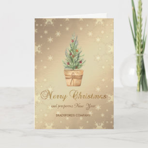 Chic Christmas Tree,Gold Snowflakes ,Corporate  Holiday Card