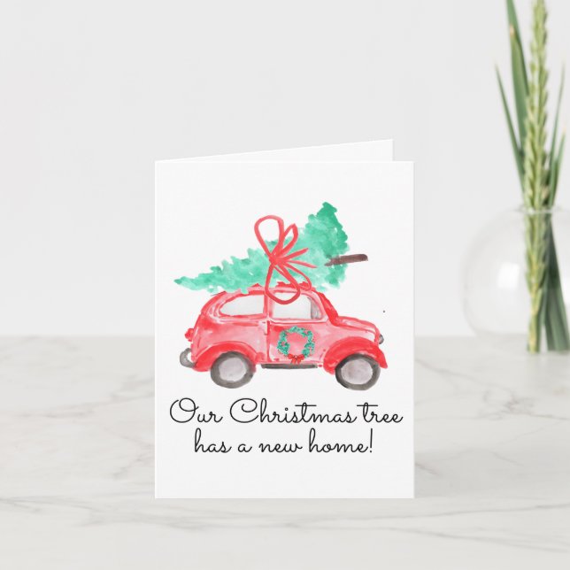 Chic Christmas Tree Has A New Home Address Moving Announcement (Front)