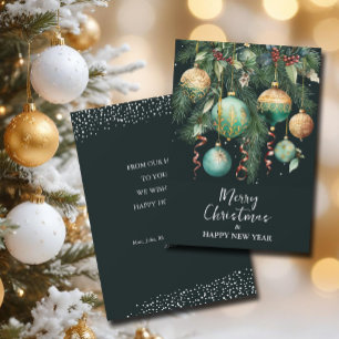 Chic Christmas Tree Ornaments Flat Holiday Card