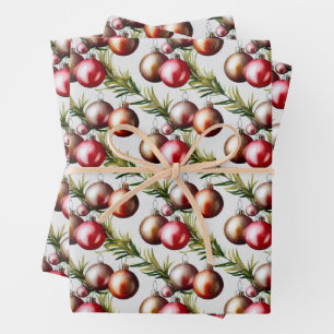 Chic Christmas Tree Ornaments Holiday Wrapping Paper Sheet