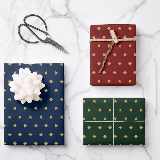 Chic Christmas Wrapping Paper Flat Sheet Set of 3 (Front)