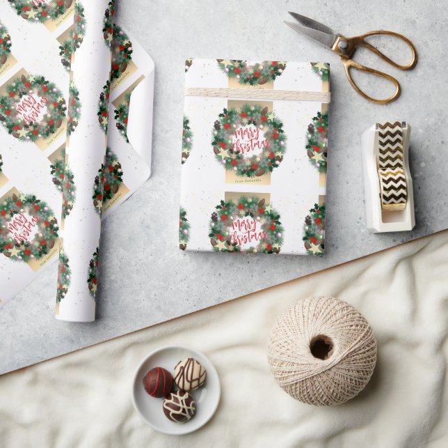 Chic Christmas wreath Wrapping Paper (Crafts)
