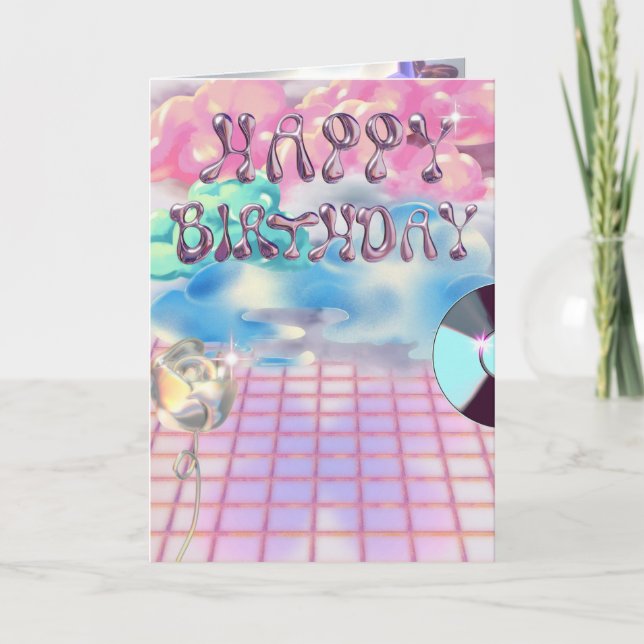 Chic-Chrome Happy Birthday Card (Front)