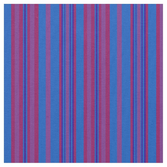 Chic Claret, Plum, Dark Blue, Light Blue Striped Fabric (Close Up)