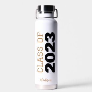 Chic Class of 2023 Gold Personalised Graduation Water Bottle