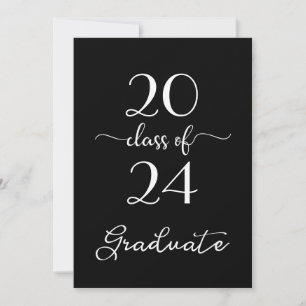 Chic Class Of 2024 Black White Graduation Party Invitation