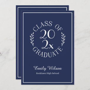 Chic Class Of 2025 Navy Blue Graduation Party Invitation