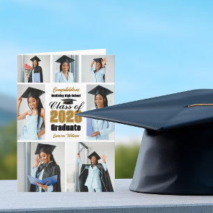 Chic Class of 2026 Photo Collage Folded Graduation Announcement