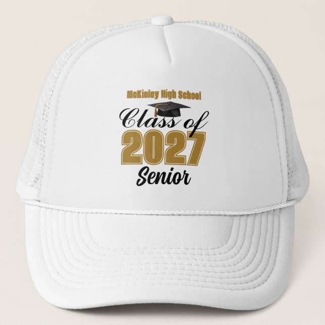 Chic Class of 2027 High School Senior Personalised Trucker Hat (Front)
